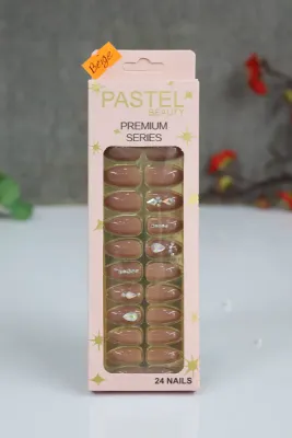 Pastel Beauty False Nails Stone Beige-24pcs